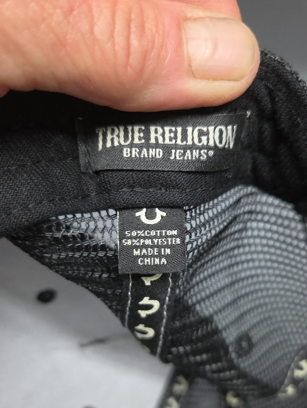 True Religion Black Cap with Gold and White Logo
